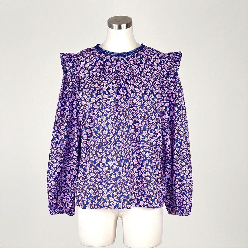 J. Crew Long-Sleeve Ruffle-Shoulder Top Size M - Picture 4 of 13